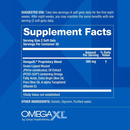 Omega XL Natural Joint Muscle Support Omega 3 Joint Pain Relief 60 Softgels