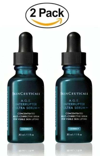 SkinCeuticals A.G.E. Interrupter Ultra Serum 1oz Full Size Pack of 2 Sealed Fit And Glow