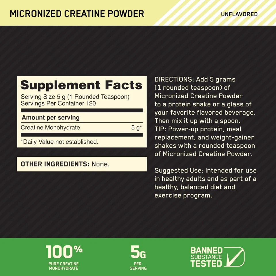 Optimum Nutrition, Micronized Creatine Powder, Unflavored, 10.6 oz (300 g)